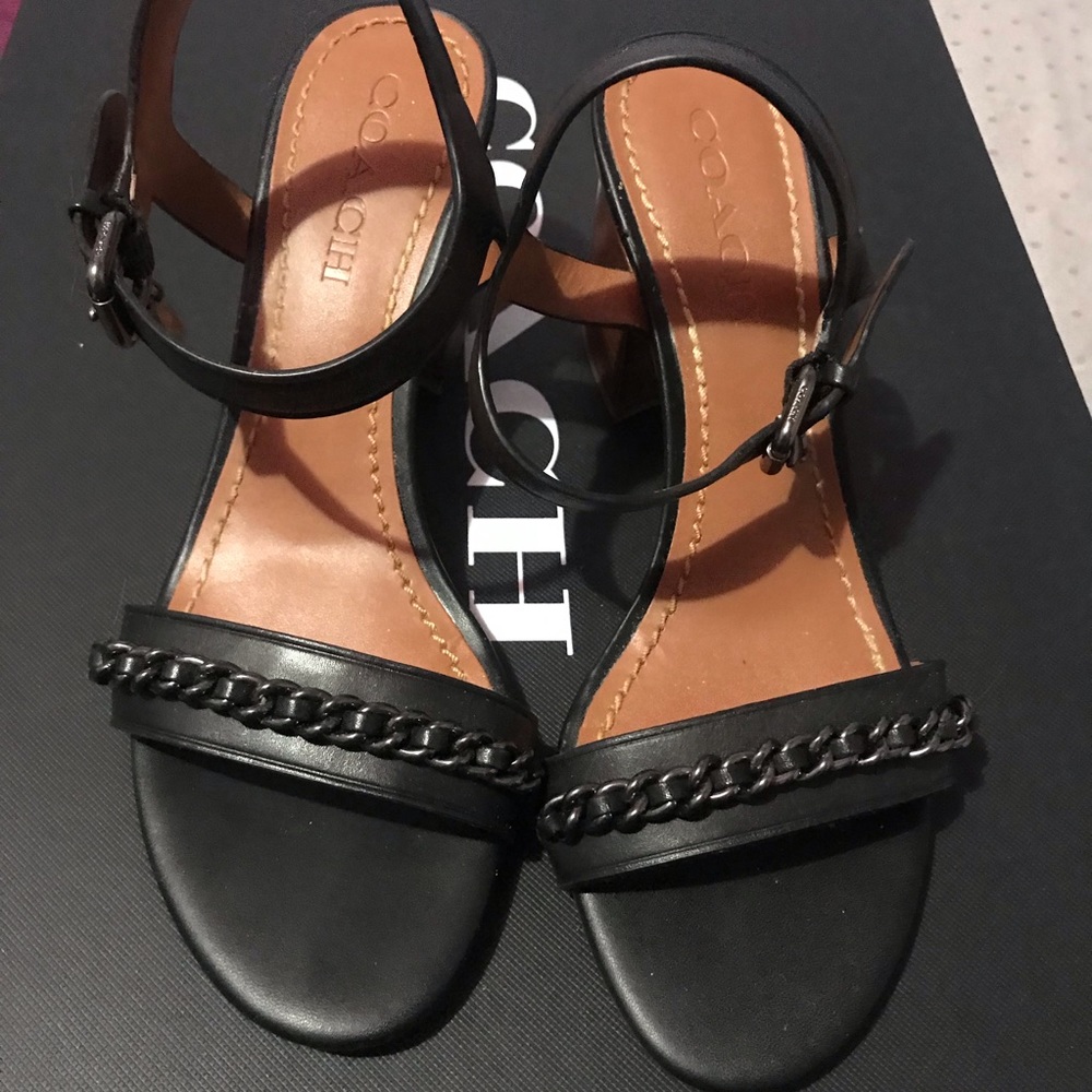 COACH Mid Heel Chain Sandals